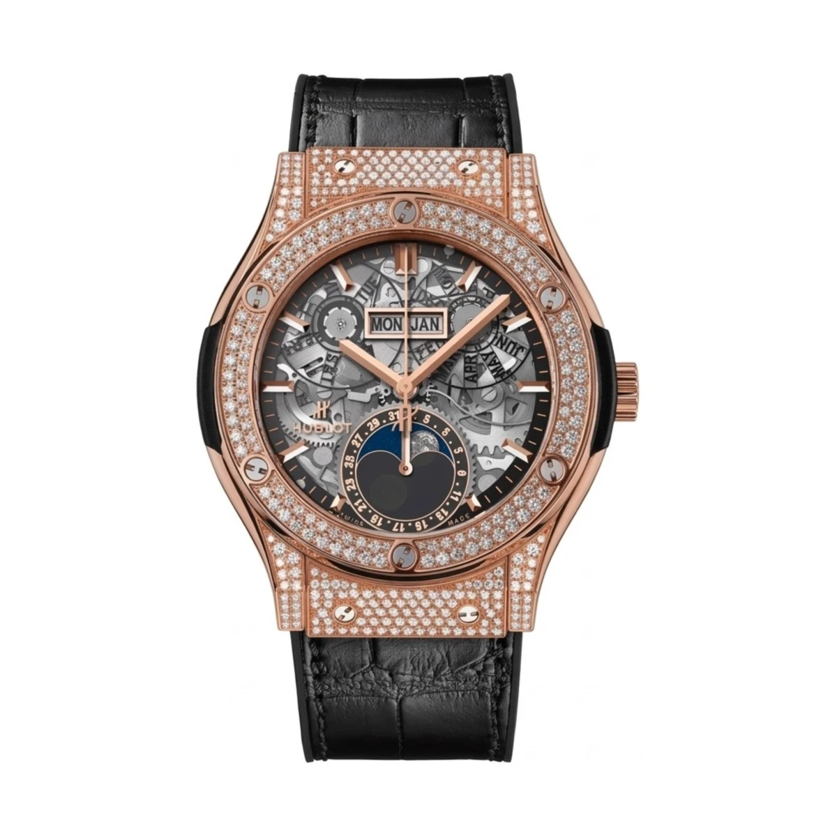 Classic Monphase Gold Pave Diamond 42mm - đồng hồ