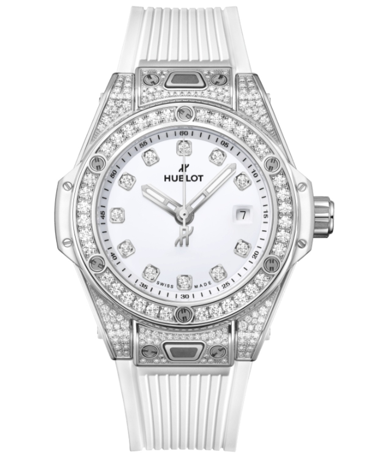 One Click Steel White Pavé 33mm - đồng hồ Hublot chính hãng