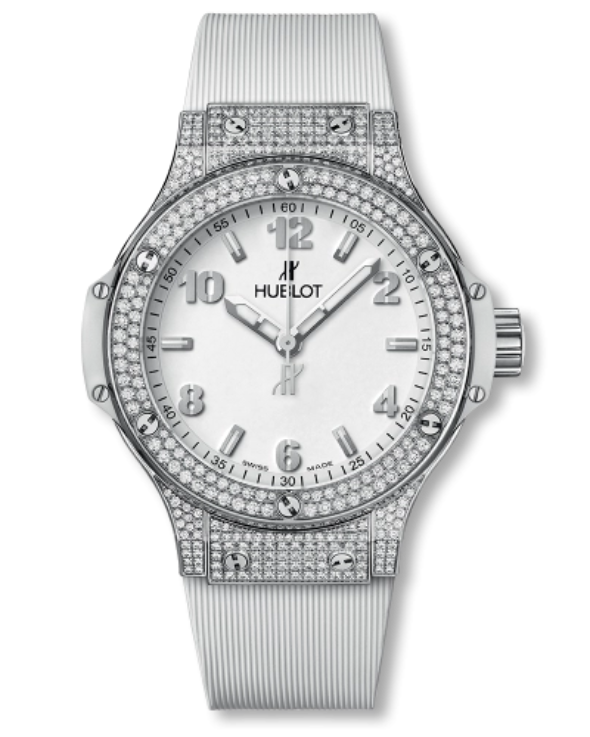 Big Bang Steel Pave Diamonds  White 38mm