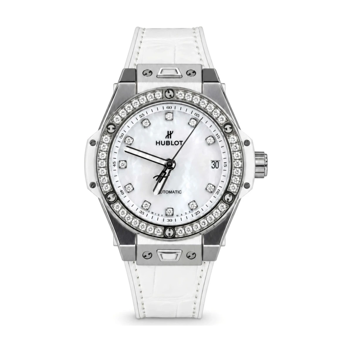 Big Bang One Click Steel Mother Of Pearl White Diamonds 39mm - đồng hồ Hublot chính hãng