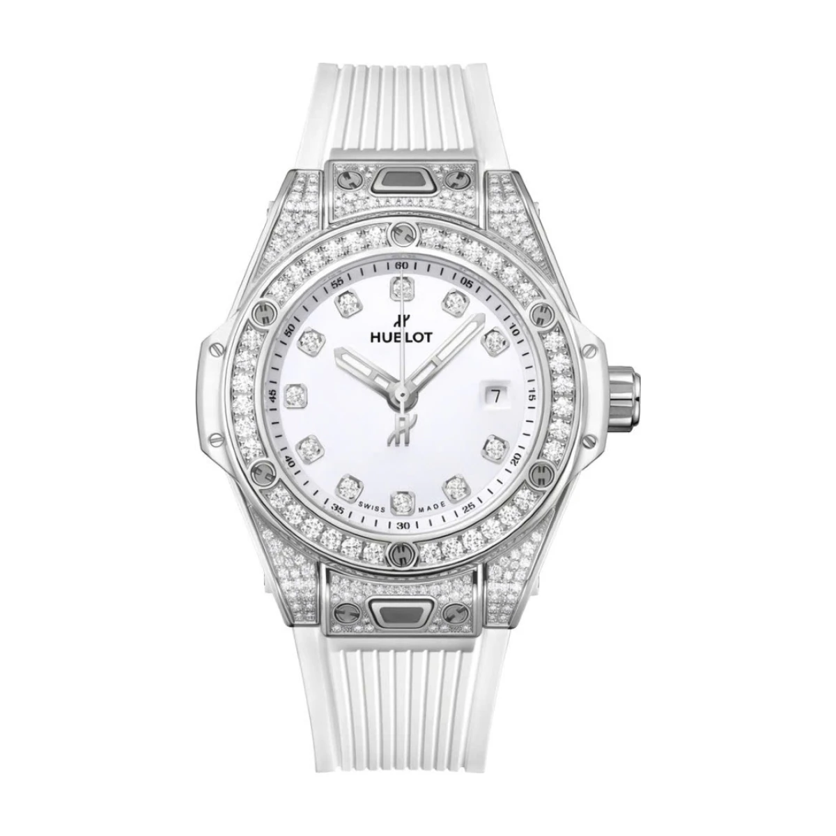 One Click Steel White Pavé 33mm - đồng hồ Hublot chính hãng