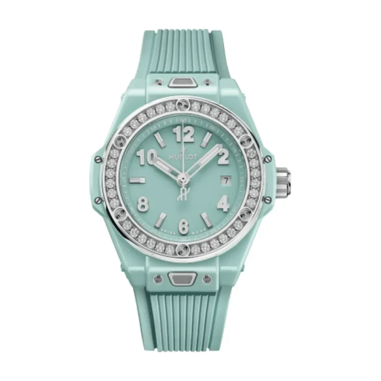 Big Bang One Click Mint Green Ceramic Diamonds 33mm - đồng hồ Hublot chính hãng