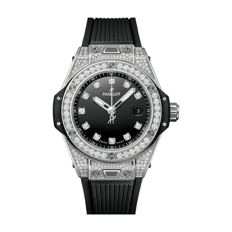 Big Bang One Click Steel Black Pavé 33mm (cọc kim) - đồng hồ Hublot chính hãng