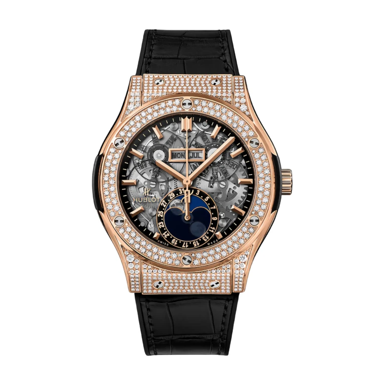 Classic Moonphase Gold Pave Diamond 42mm - đồng hồ Hublot chính hãng
