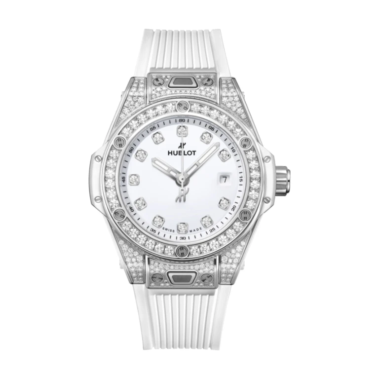 One Click Steel White Pavé 33mm - đồng hồ Hublot chính hãng